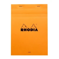 Bloc agrafé rhodia n°16 a5 - 14,8x21 cm - 80 feuillets détachables lignés avec marge 80g - orange