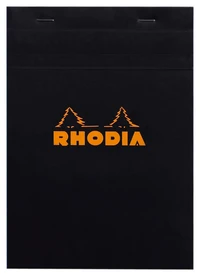 Bloc agrafé rhodia n°16 a5 - 14,8x21 cm - 80 feuillets détachables petits carreaux 5x5 80g - noir
