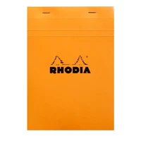 Bloc agrafé rhodia n°16 a5 - 14,8x21 cm - 80 feuillets détachables petits carreaux 5x5 80g - orange