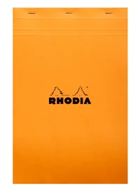 Bloc agrafé rhodia n°19 a4+ - 21x31,8 cm - 80 feuillets détachables petits carreaux 5x5 80g - orange