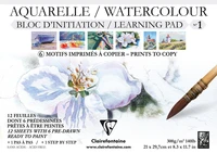 Bloc aquarelle predessine n1 a4 fleurs 12f 300g