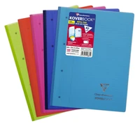 Bloc de cours agrafé grand côté koverbook a4+ - 160 pages détachables lignées perforées 4 trous  90g + marge - couleurs aléatoires