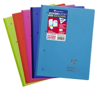 Bloc de cours agrafé grand côté koverbook a4+ - 160 pages détachables perforé 4 trous grands carreaux 90g - couleurs aléatoires