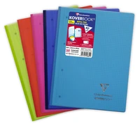 Bloc de cours agrafé grand côté koverbook a4+ - 160 pages détachables perforé 4 trous petits carreaux 5x5 90g - couleurs aléatoires