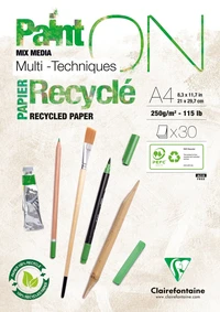 Bloc Paint'ON multi-techniques A4 - Papier recyclé - 30 feuilles 250g
