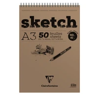 Bloc spiralé Sketch A3 - 50 feuilles 90g - Blanc