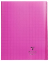 CLAIREFONTAINE - Cahier Koverbook rose grands carreaux séyès - 24x32cm - 96 pages