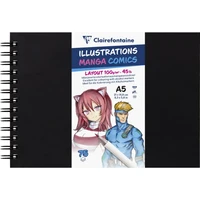 Carnet spiralé Layout Illustration Manga Comics A5 - 75 feuilles 100g - Noir
