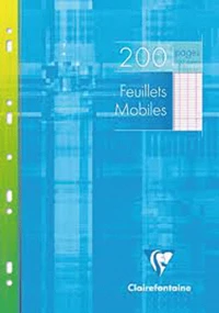 Feuilles mobiles 21x29,7 cm 200 pages séyès perforées