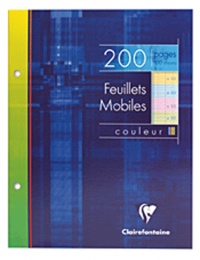 CLAIREFONTAINE - FEUILLES MOBILES PERFOREES 17*22 SEYES COULEUR 200 PAGES