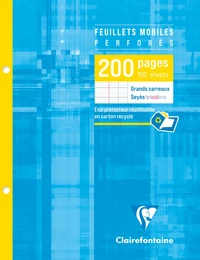 Feuillets mobiles sous étui - 17x22 cm - 200 pages perforées grands carreaux 90g