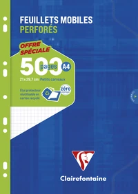 Feuillets mobiles sous étui a4 - 500 pages perforés petits carreaux 5x5 90g