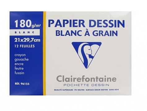 CLAIREFONTAINE - POCH.DESSIN A GRAIN 12F 21X29.7 180G