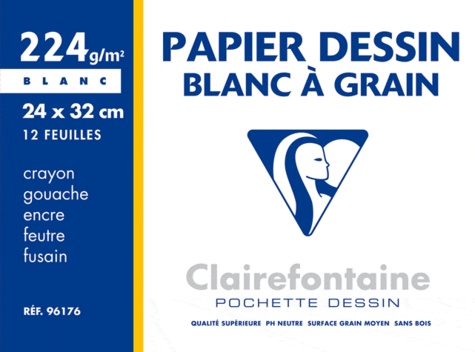 CLAIREFONTAINE - POCH.DESSIN A GRAIN 12F 24X32 224G