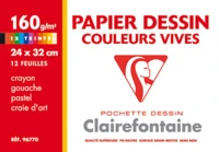 POCHETTE DESSIN COULEUR VIVES 24*32 12/160G