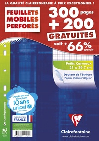 CLAIREFONTAINE - RDC Feuilles mobiles 21x29,7 cm 500 pages quadrillées 5x5 perforées