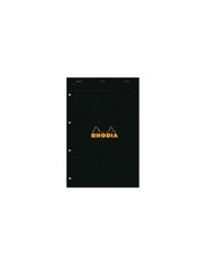 CLAIREFONTAINE - Rhodia noir - bloc A4+ - 160 pages lignées détachables perforées