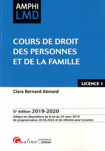 Cours de droit des personnes et de la famille  Edition 2019-2020