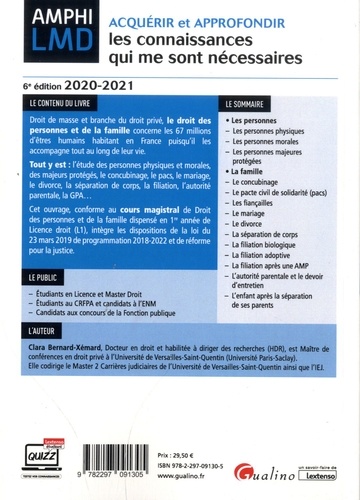 Cours de droit des personnes et de la famille  Edition 2020-2021