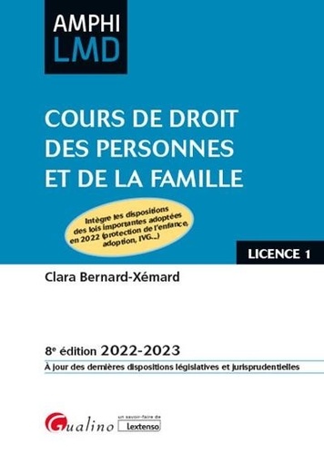 Cours de droit des personnes et de la famille  Edition 2022-2023
