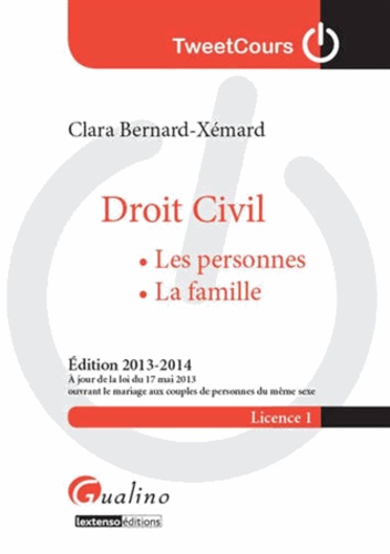 Clara Bernard-Xémard - Droit Civil - Les personnes, la famille.