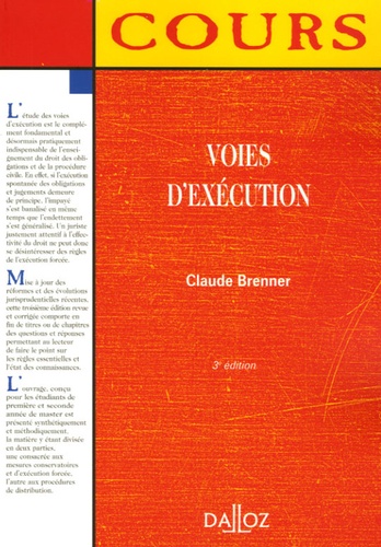 Claude Brenner - Voies d'exécution - Edition 2005.