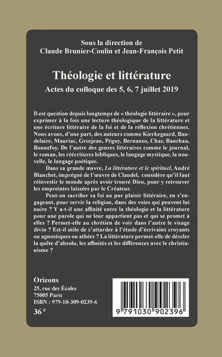Théologie et littérature. Actes du colloque des 5, 6, 7 juillet 2019, Académie Catholique du Val de Seine