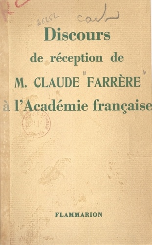 Discours de réception de Claude Farrère à l'Académie française