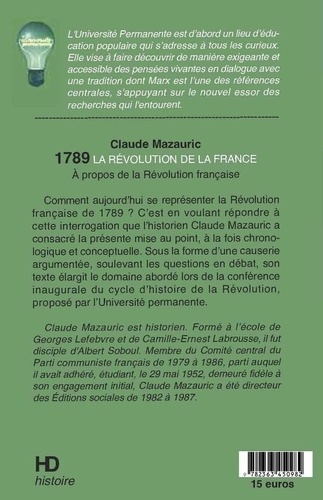 1789 La Révolution de France. A propos de la Révolution française