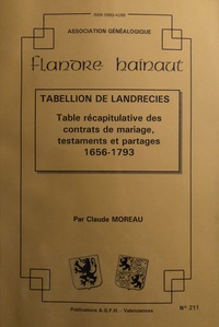 Claude Moreau - Tabellion de Landrecies : table récapitulative des contrats de mariage, testaments et partages, 1656 à 1793.