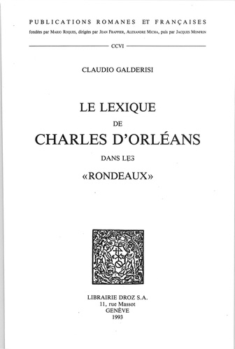 Le Lexique de Charles d'Orléans dans les "Rondeaux"