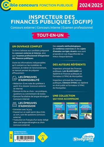 Inspecteur des finances publiques (DGFIP), catégorie A. Concours externe - concours interne - examen professionnel  Edition 2024-2025