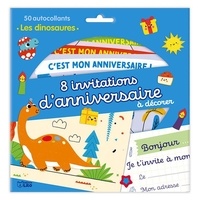 Clémentine Derodit - 8 invitations d'anniversaire à décorer - 50 autocollants Les dinosaures.