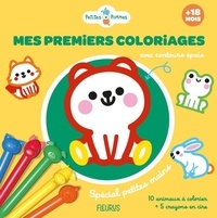 Mes premiers coloriages avec contours épais - 10 animaux à colorier + 5 crayons en cire
