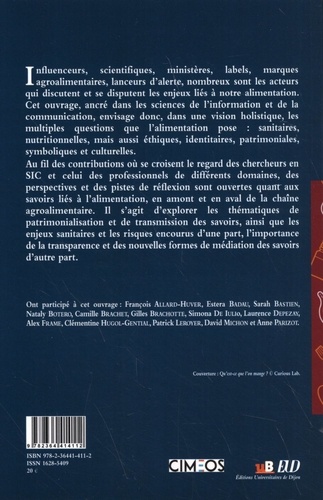 "Qu'est-ce que l'on mange ?". Les savoirs alimentaires à l'aune des sciences de l'information et de la communication