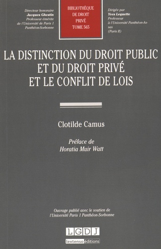 Clotilde Camus - La distinction du droit public et du droit privé et le conflit de lois.