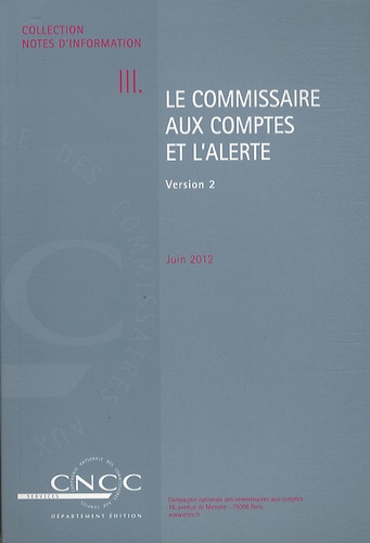  CNCC - Le commissaire aux comptes et l'alerte - Version 2.