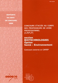  CNDP - CAPLP section biotechnologies option santé-environnement - Concours externe et CAFEP.