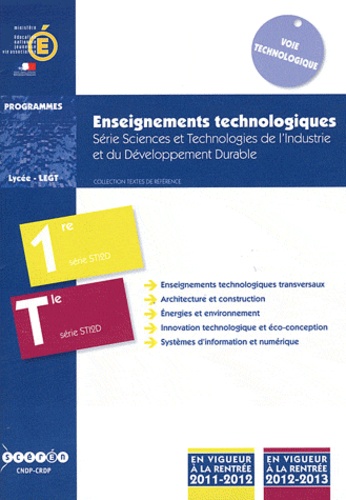  CNDP - Enseignements technologiques 1e et Tle STI2D - Programmes.