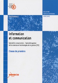  CNDP - Information et communication 1e STG - Programmes.