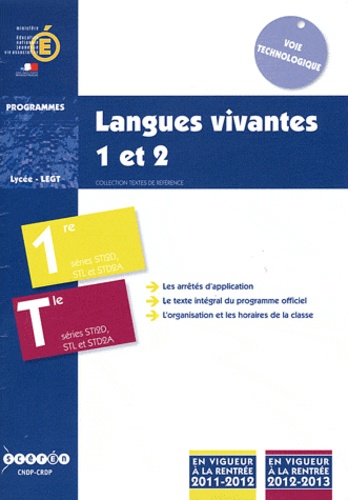  CNDP - Langues vivantes 1 et 2 1e et Tle STI2D, STL et STD2A - Programmes.