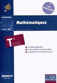  CNDP - Mathématiques Tle STL, STI2D et STD2A - Programme en vigueur à la rentrée de l'année scolaire 2012-2013.