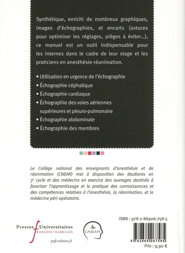 Manuel d'échographie en anesthésie-réanimation et médecine péri-opératoire  Edition 2021