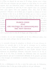 Etat, une politique de l'imprononçable