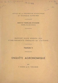 Rapport d'une mission aux établissements français de l'Océanie (2). Enquête agronomique