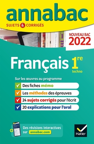 Annales du bac Annabac 2022 Français 1re technologique. méthodes & sujets corrigés nouveau bac