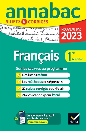 Annales du bac Annabac 2023 Français 1re générale. méthodes & sujets corrigés nouveau bac