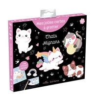  Collectif - Chats mignons - Mes jolies cartes à gratter - Pochette avec 8 cartes et un stylet en bois.