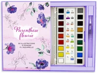 Coffret Aquarelle - Parenthèse fleurie - 30 illustrations à peindre