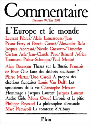  Collectif - Commentaire N° 94 Eté 2001 : L'Europe et le monde.